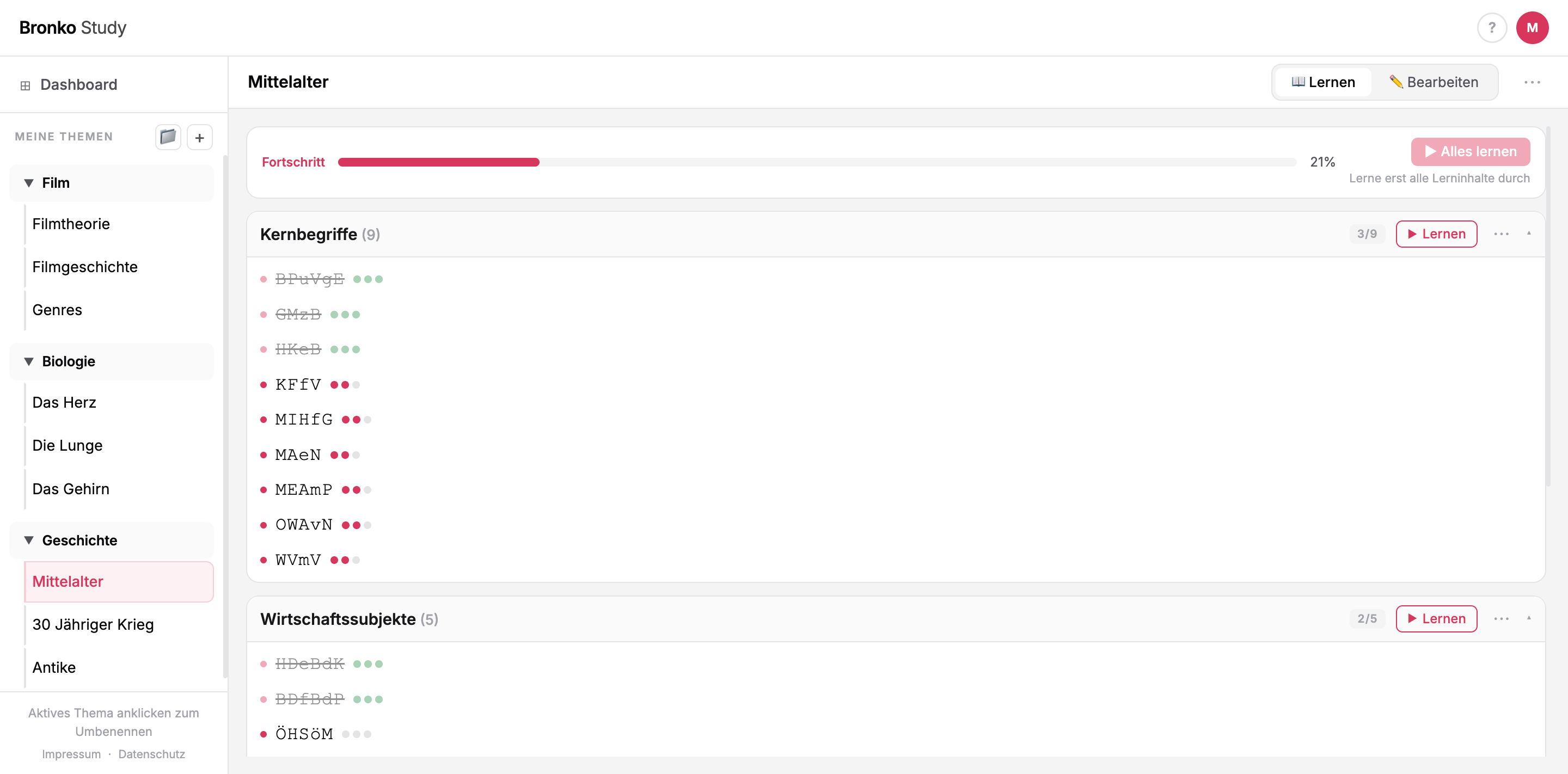 Bronko Study — Stufe 2: Quer durch alles